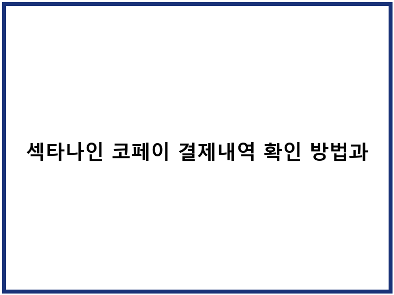 섹타나인 코페이 결제내역 확인 방법과 절차